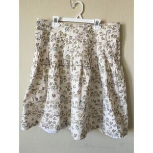Natural Reflections Ivory Floral Garden Chic Pleated Lined Skirt Size 8